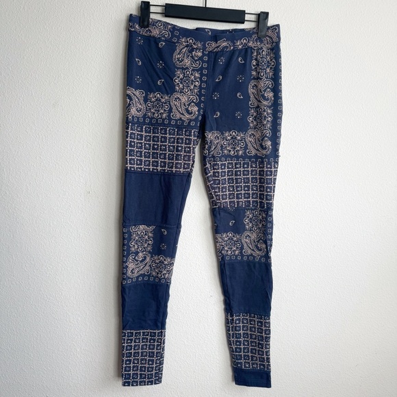 Free People boho patchwork blue leggings size small - Picture 1 of 5